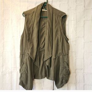 MAX JEANS Open Front Draped Army Green Utility Style Vest XL